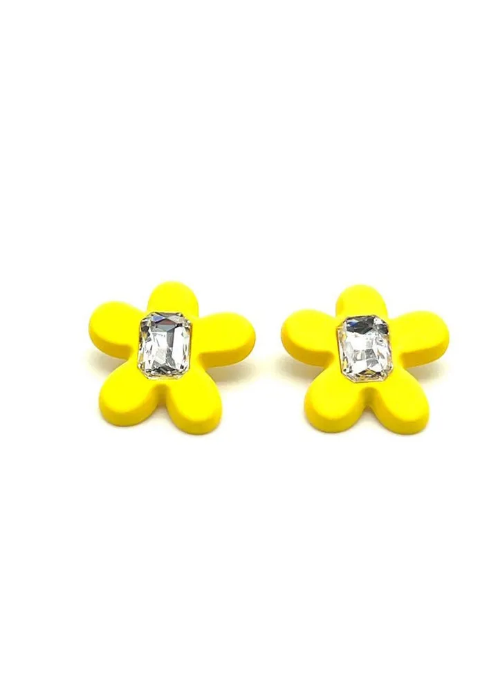 Loly Flower Earring Of Fluffy Women's Accessories-Yellow