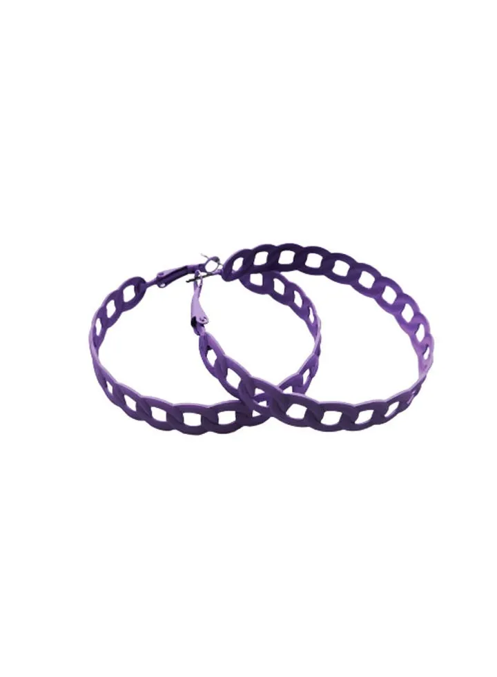 Freaz Squar Earring Of Fluffy Women's Accessories-Purple