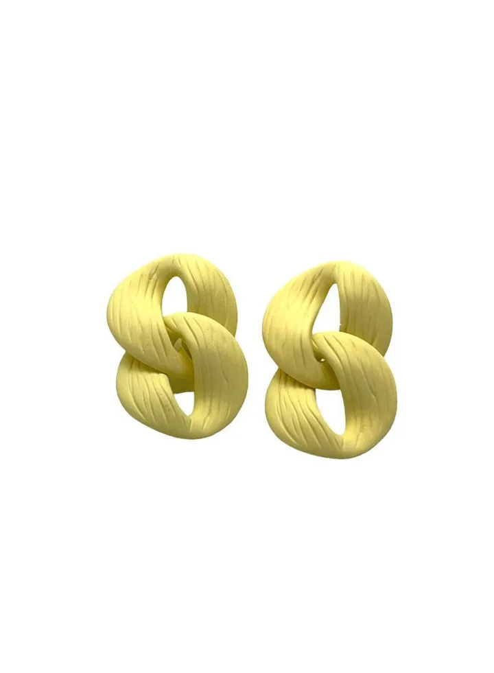 Dual Cyrcil Earring Of Fluffy Women's Accessories-Yellow