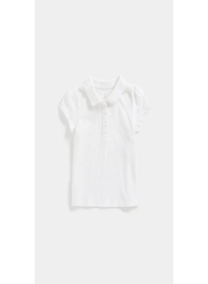 White Piqué Polo Top