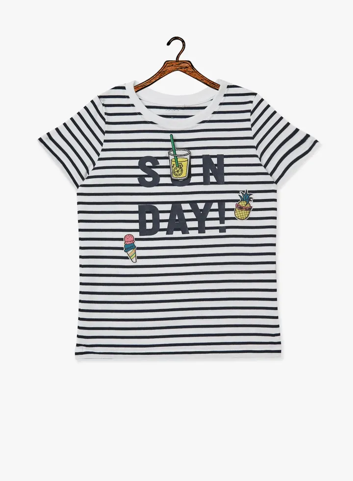Kids Striped T-Shirt White/Navy
