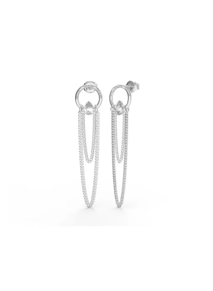 Clear Drop with 2 Chains Earrings