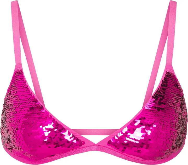 Sequin Triangle Bralette | Hot Pink