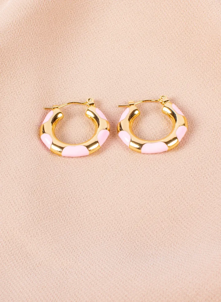 Stainless Steel Golden Pink Earring
