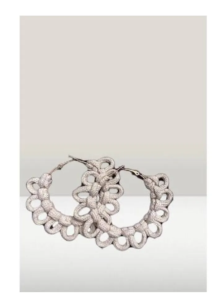 Handmade white macrame earrings for women