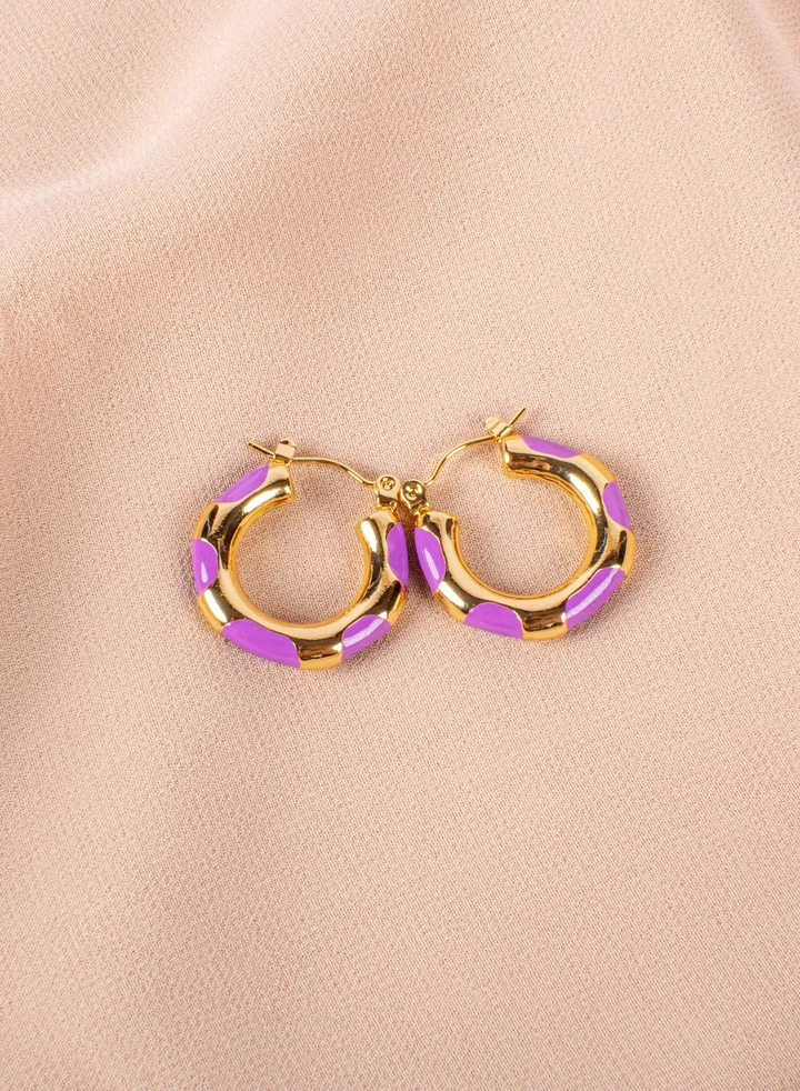 Stainless Steel Golden Purple Earring