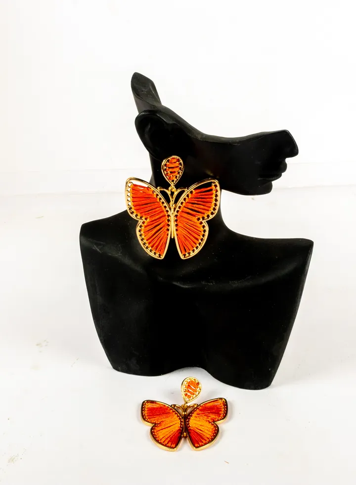 Orange Butterfly Earring
