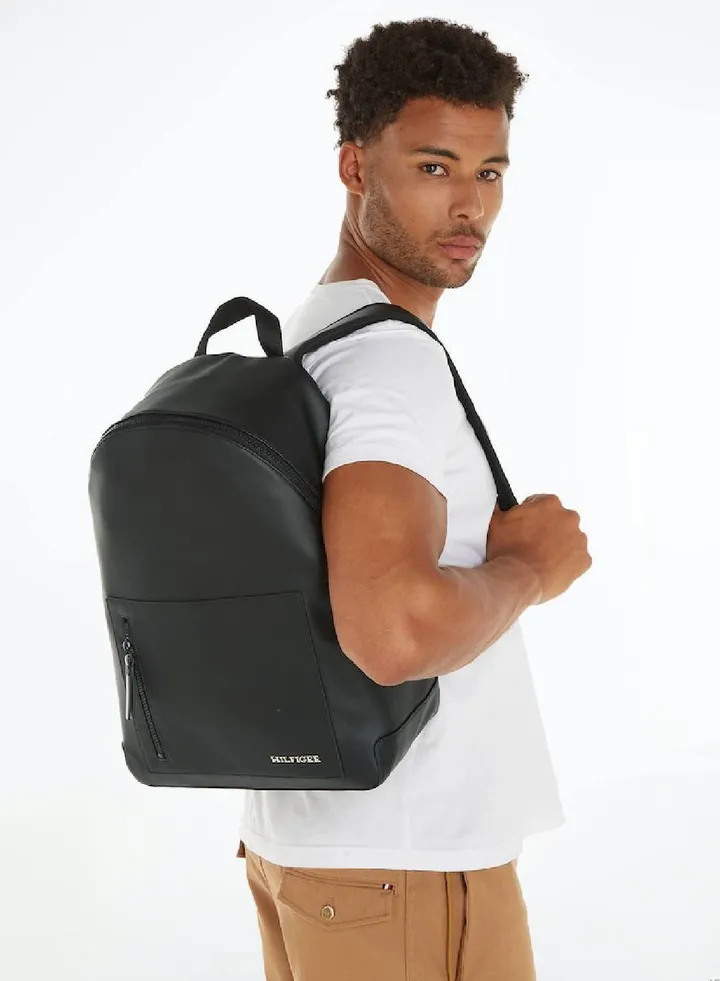 Men's Pique Textured Laptop Backpack - Textured finish, Black