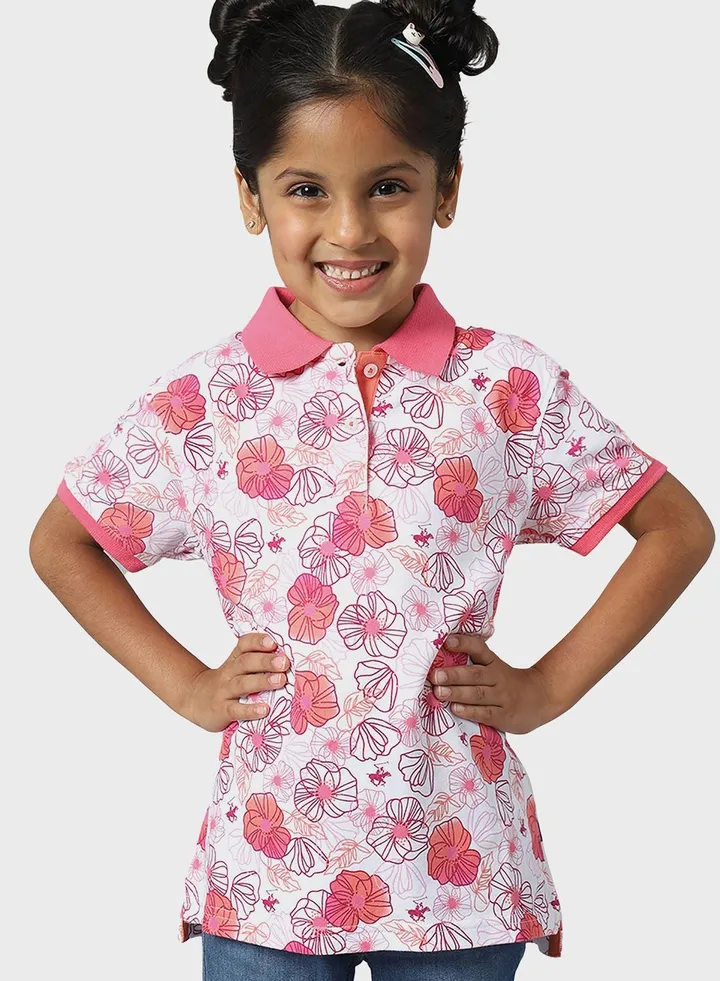 Youth Floral Print Polo