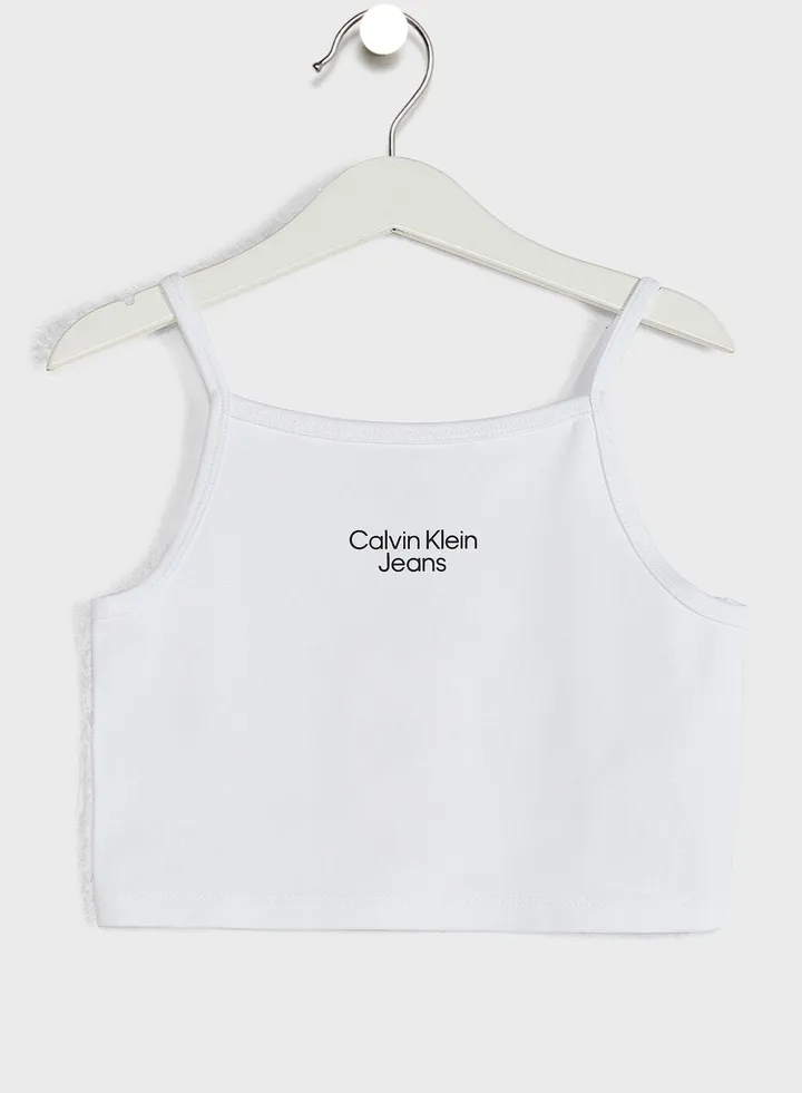 Kids Stacked Logo Punto Strap Top