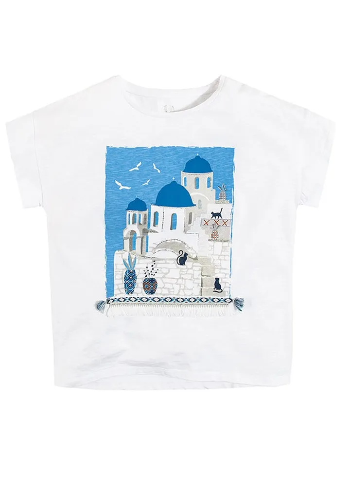 Graphic Print Round Neck T-Shirt White