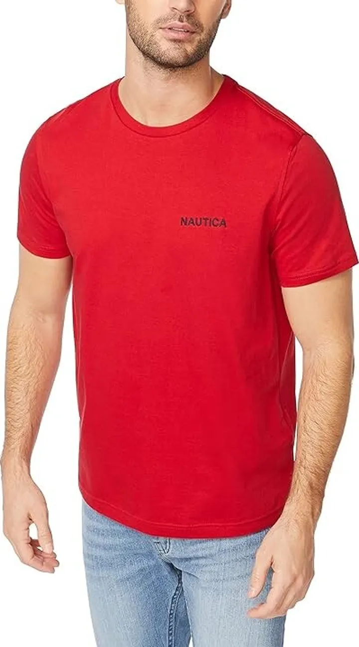 Nautica Men's Short Sleeve Solid Crew Neck T-Shirt (Nautica Red Solid) Men's T Shirt