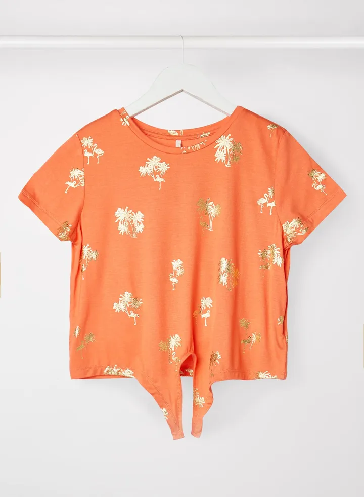 Kids/Teen Foil Print Top Living Coral