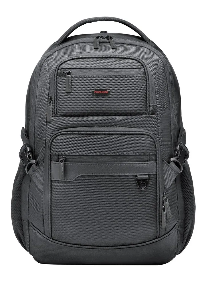 Promate 15.6-Inch Laptop Bag, SecureStorage Multi-Functional Lightweight Backpack with Durable Finish, Back Straps, Secure Zippers, Large Compartments, and Water Resistance