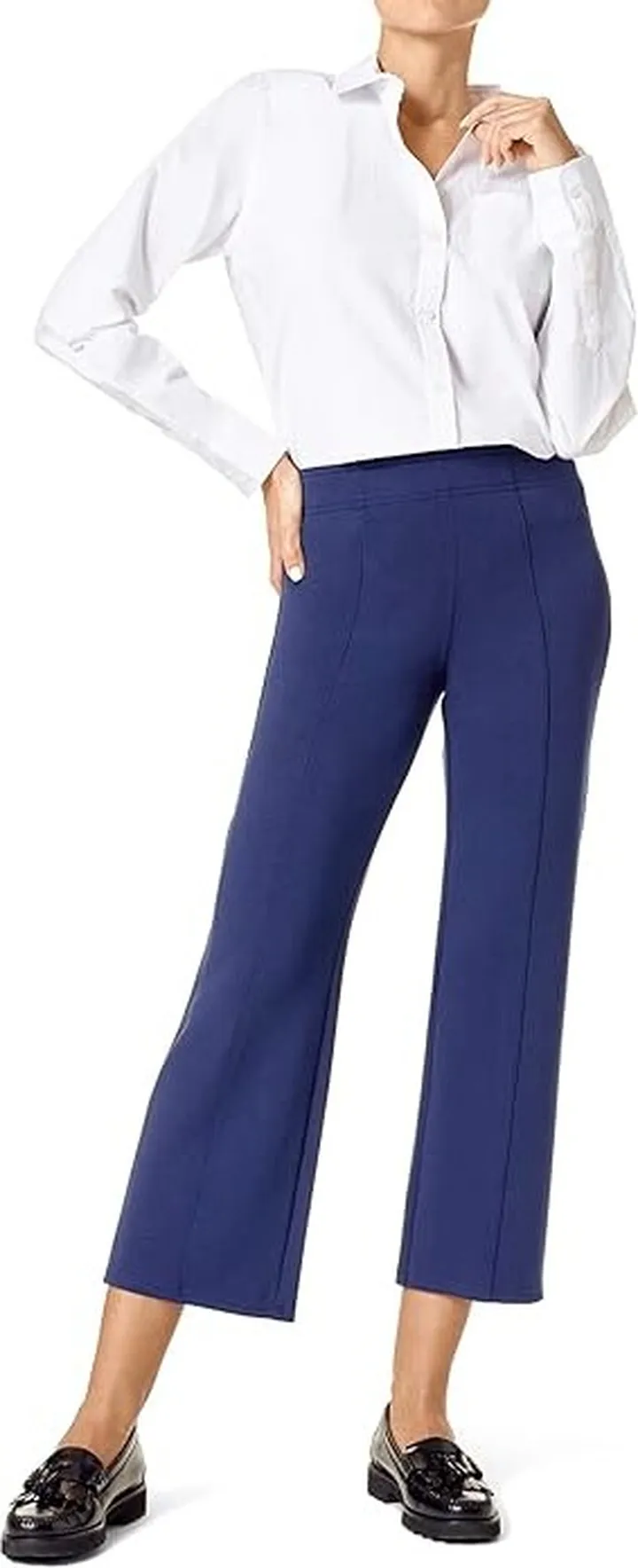 HUE Pontease Cropped Flare Pants (Peacoat) Women's Casual Pants