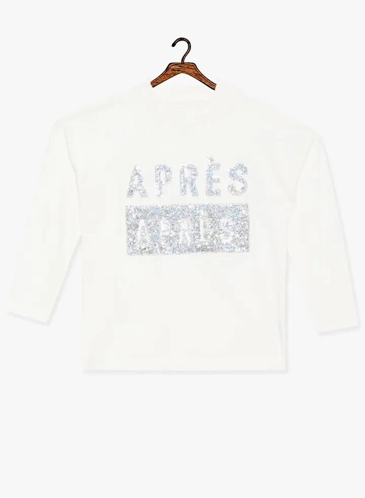 Kids French Text Long Sleeve T-Shirt White