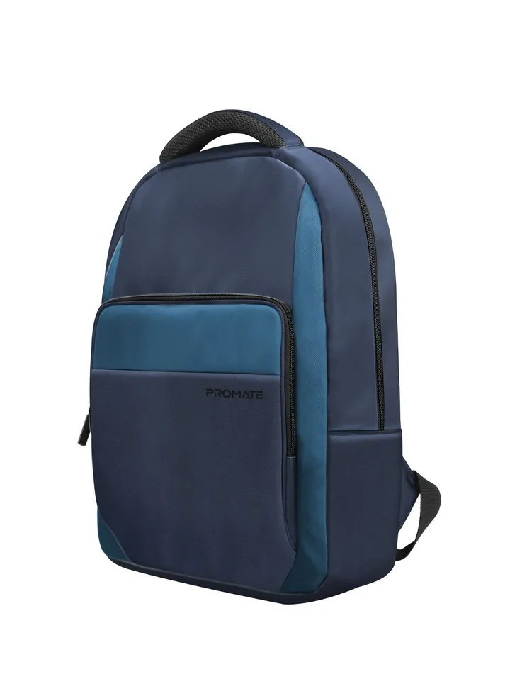 Promate Travel Laptop Backpack, Premium Durable with Multiple Spacious Compartments, Water-Resistance, Mesh Padded Strap, for 15.6-inch Laptops, Tablets, Limber-BP.Blue