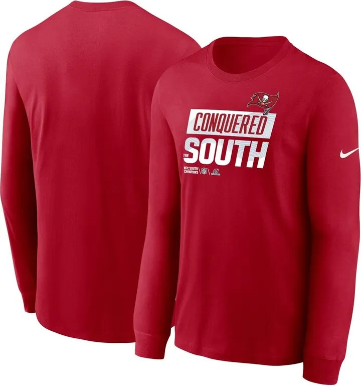 Men's Nike Red Tampa Bay Buccaneers 2022 Nfc South Division Champions Locker Room Trophy Collection Long Sleeve T-shirt