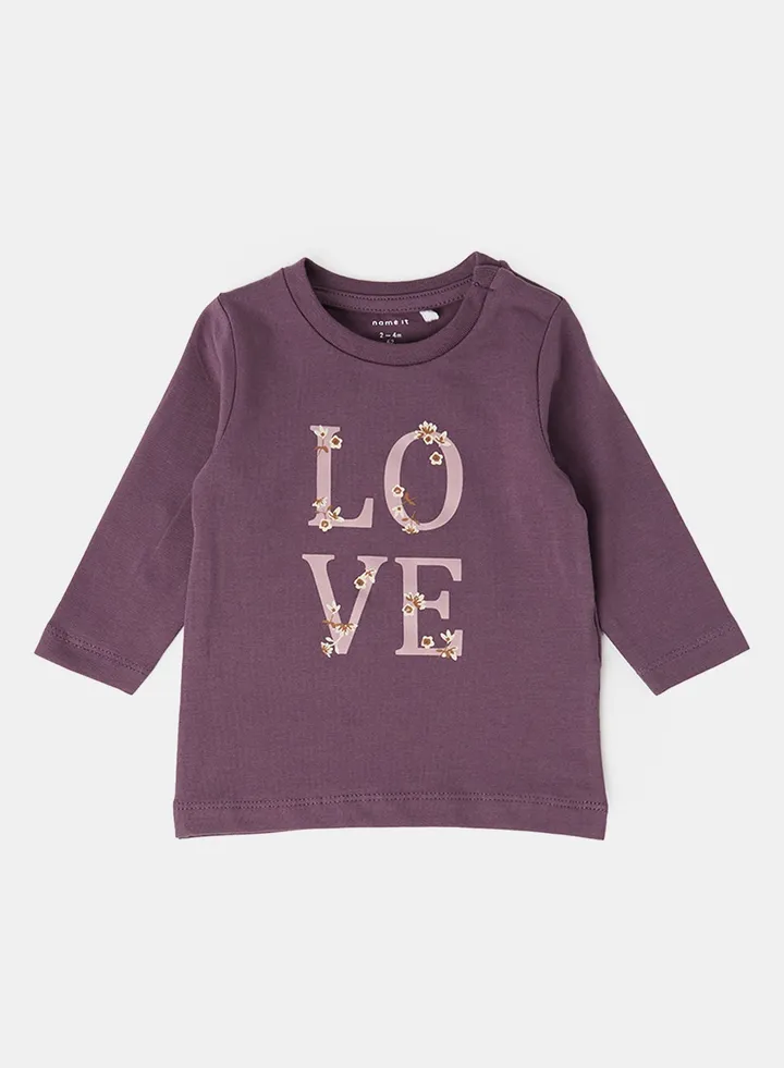 Baby Love Print T-Shirt Purple