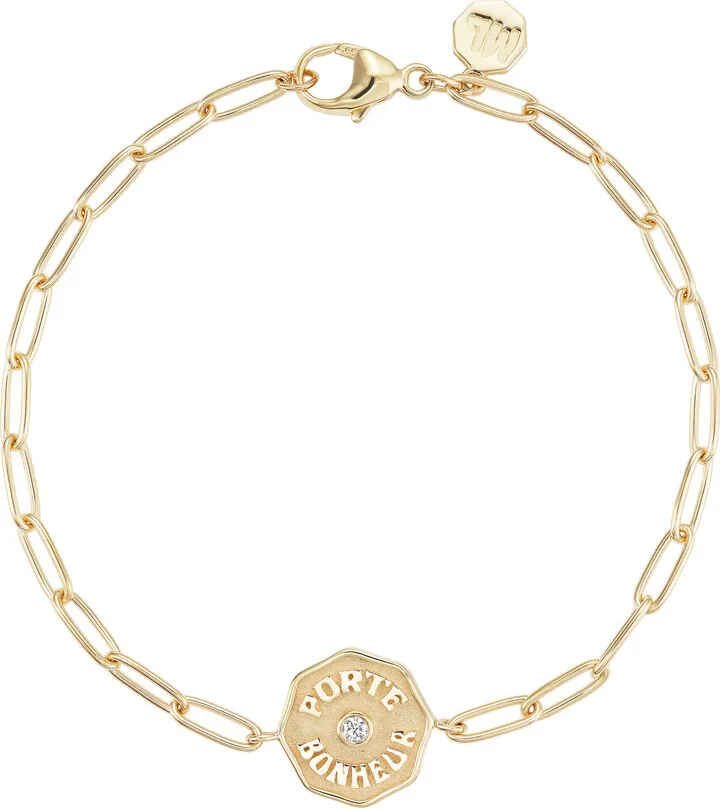 Women's Petite Porte Bonheur 14K Yellow Gold Diamond Bracelet