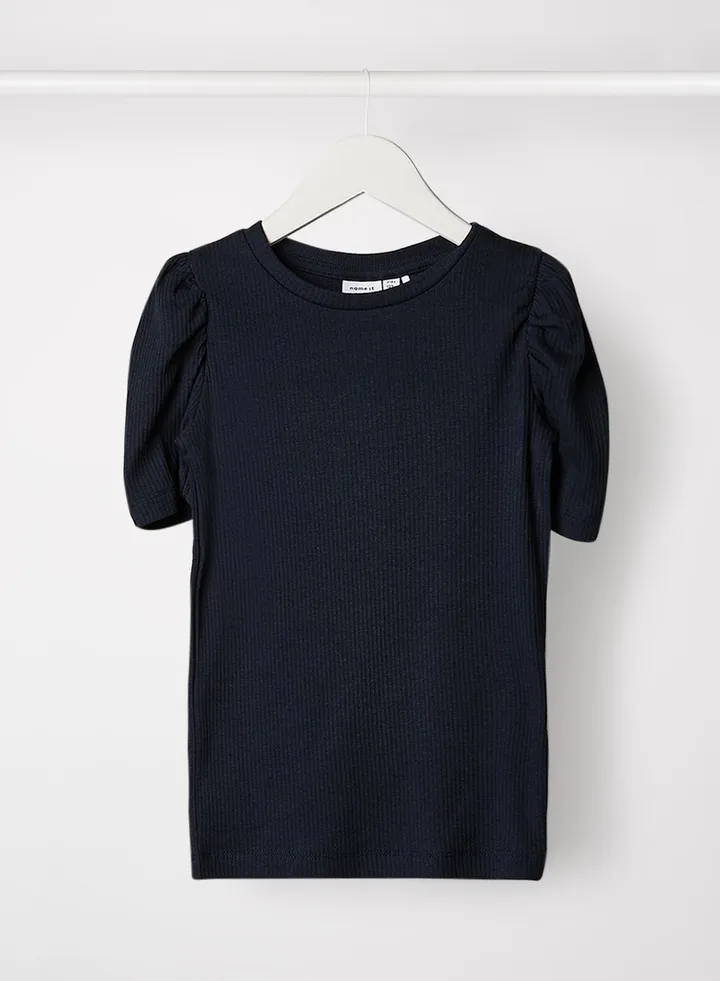 Kids Slim Ribbed T-Shirt Dark Sapphire