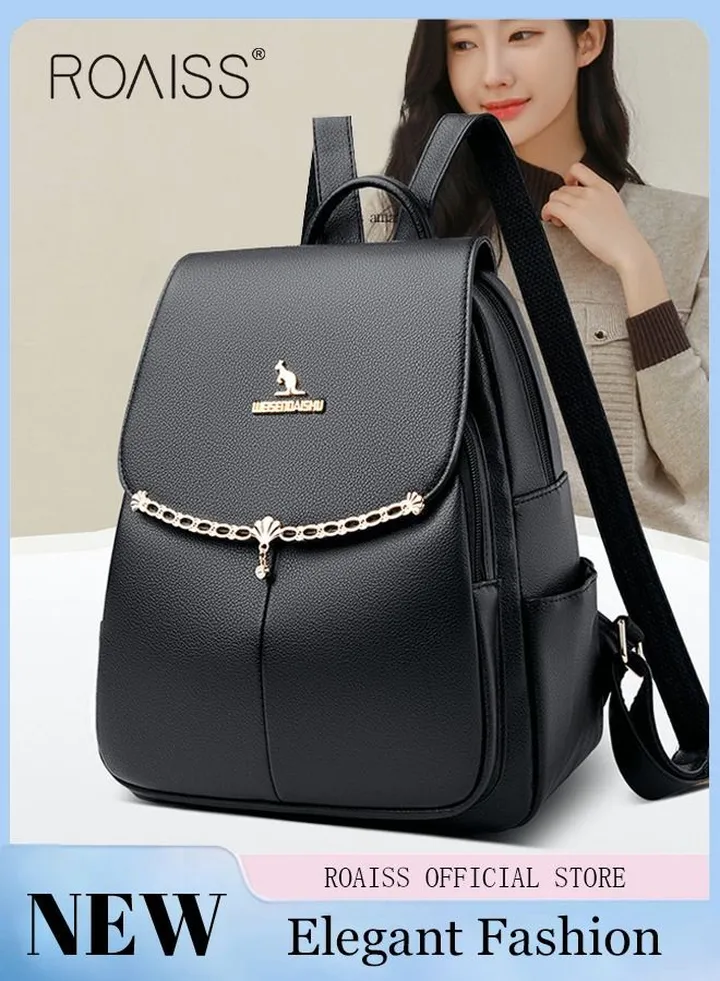Women's Fashion Backpack Leather Zipper Bag Fashion Casual Backpack Large Capacity Travel Bag Tote Bag