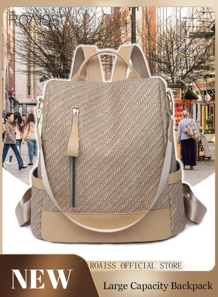 Anti-Theft Pu Texture Backpack Fashionable Large Capacity Waterproof Backpack Multiple Backpacking Methods To Meet Daily Needs