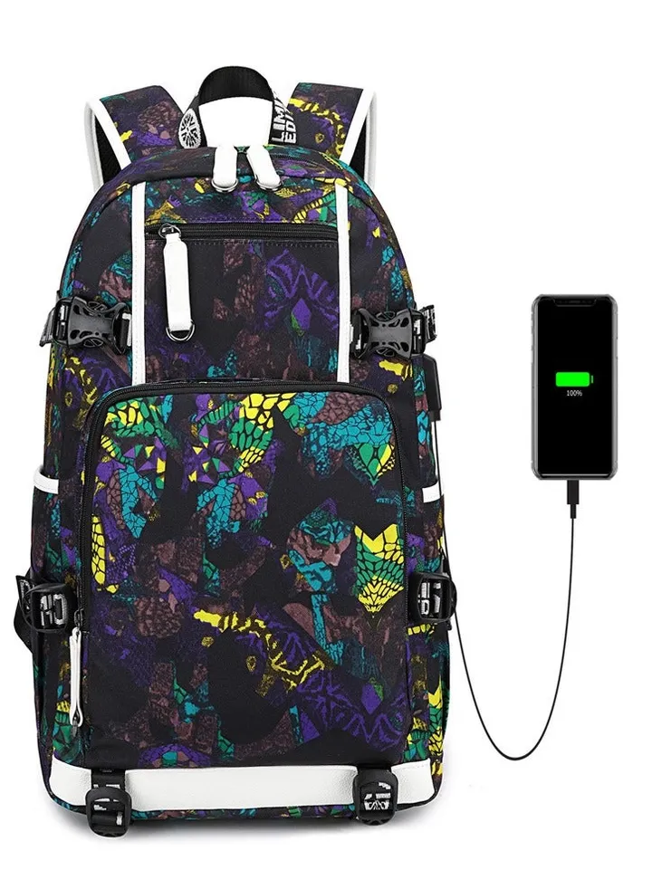 Student Bookbag Printed Waterproof Outdoor Travel Double Backpack