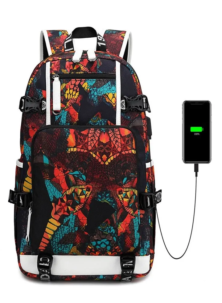 Student Bookbag Printed Waterproof Outdoor Travel Double Backpack