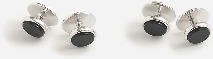 Black onyx sterling silver tuxedo studs