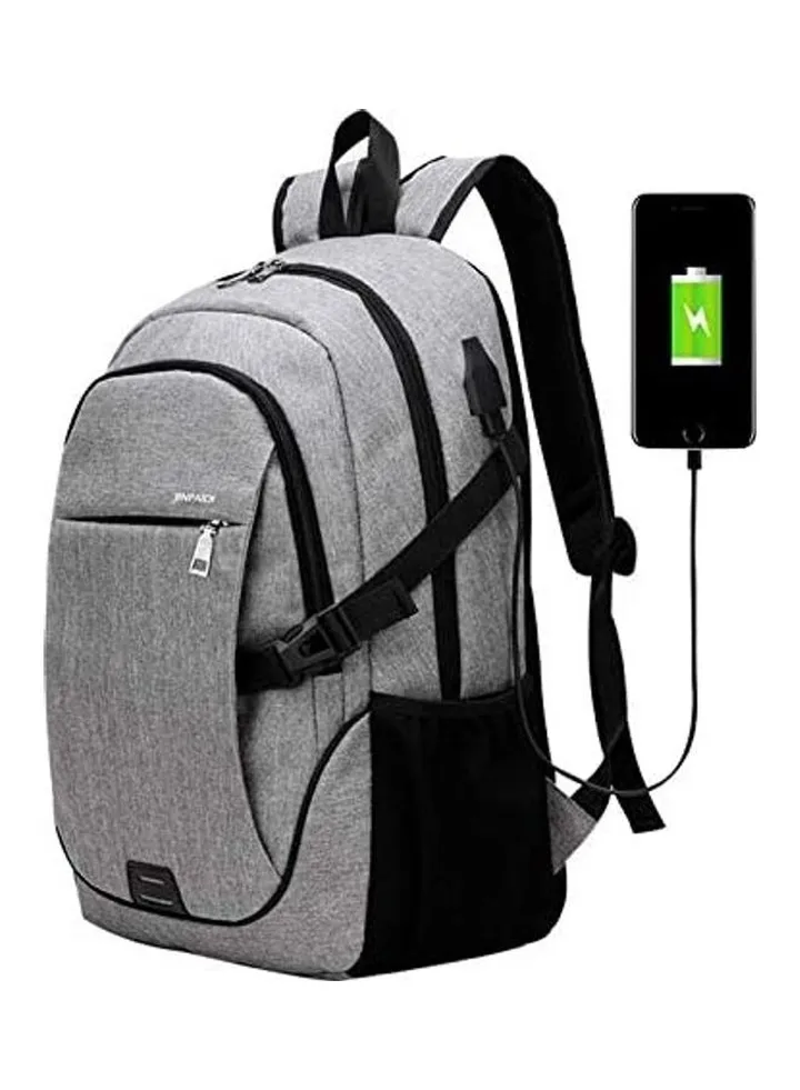 Small Leather Backpack Grey