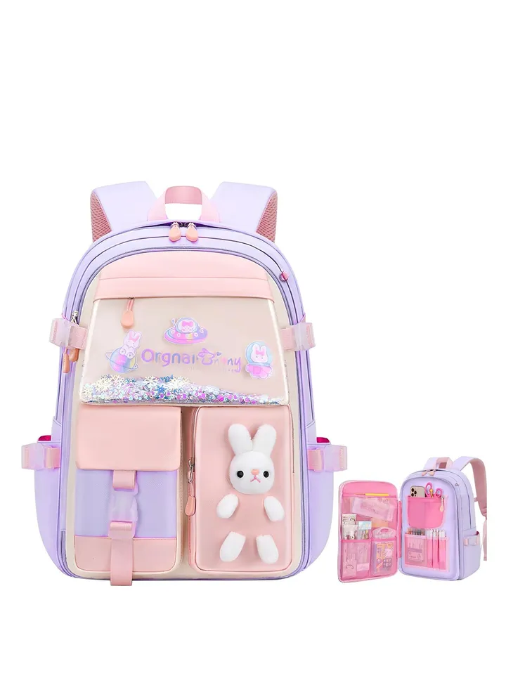 School Bag for Girls Ultralight Children's Backpacks Casual Girls School Backpack Lightweight Students Daypacks Large Capacity Waterproof 1-6 Grade Primary Book Bags for School Trip