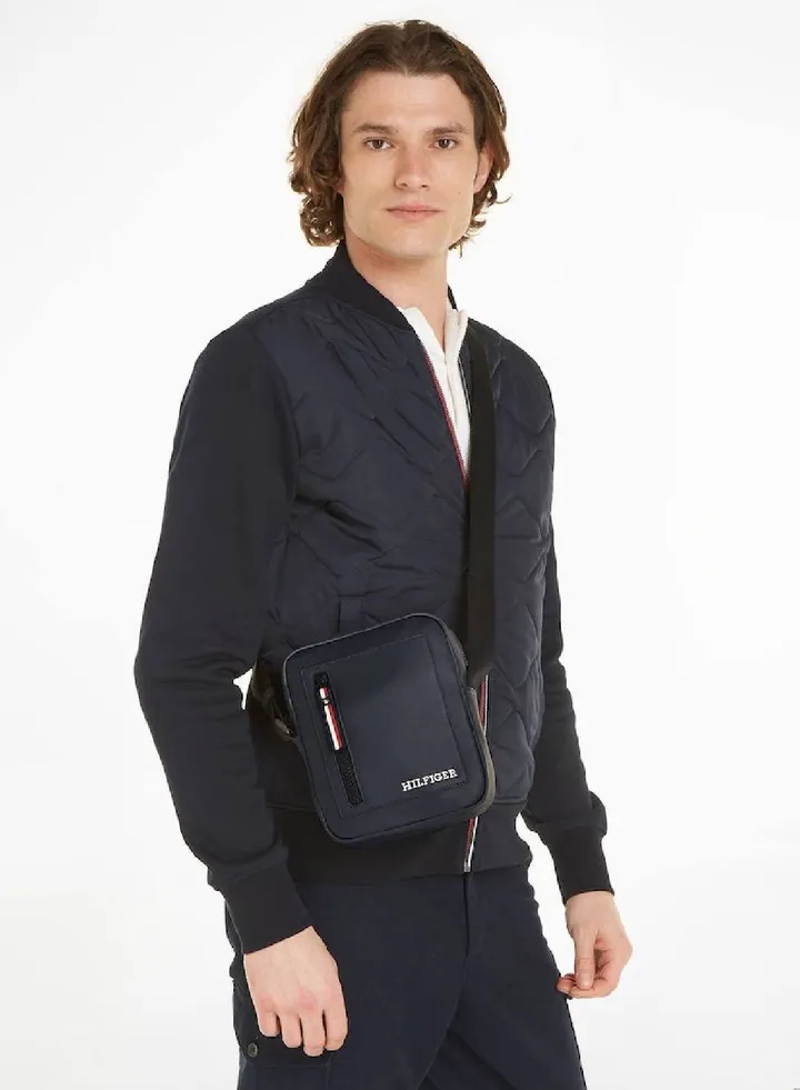 Men's Essential Pique Small Reporter/ Messenger Bag - Pique texture, Blue