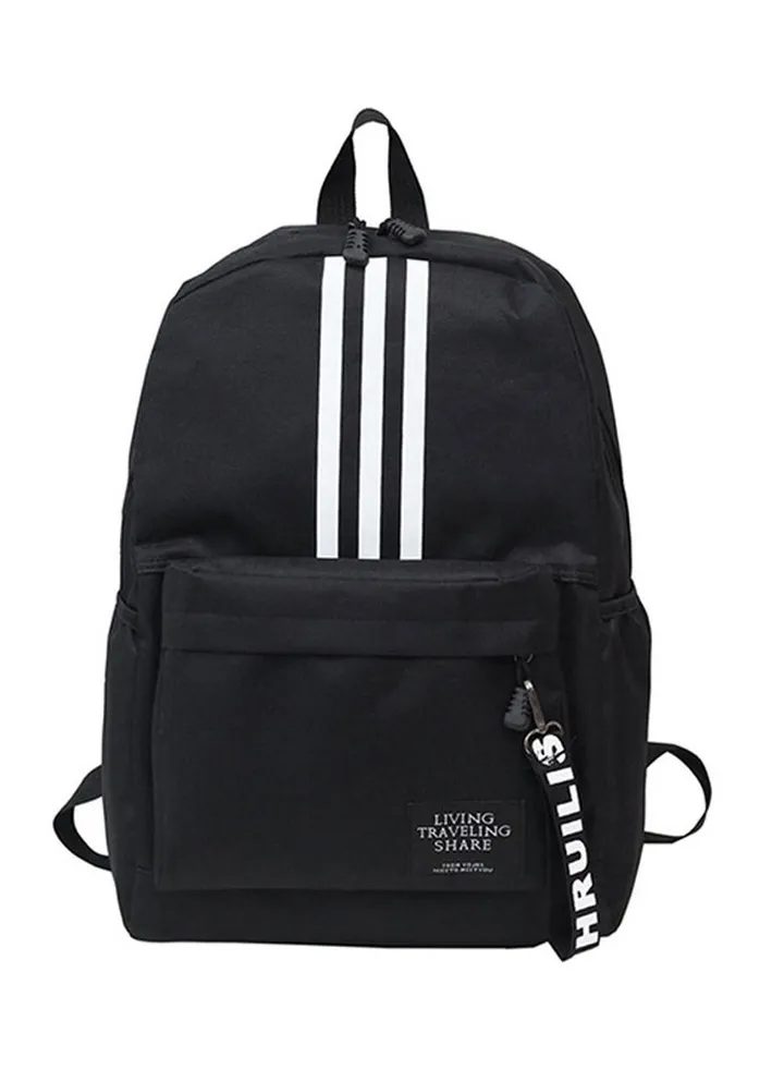 Zipper Closure Backpack Black