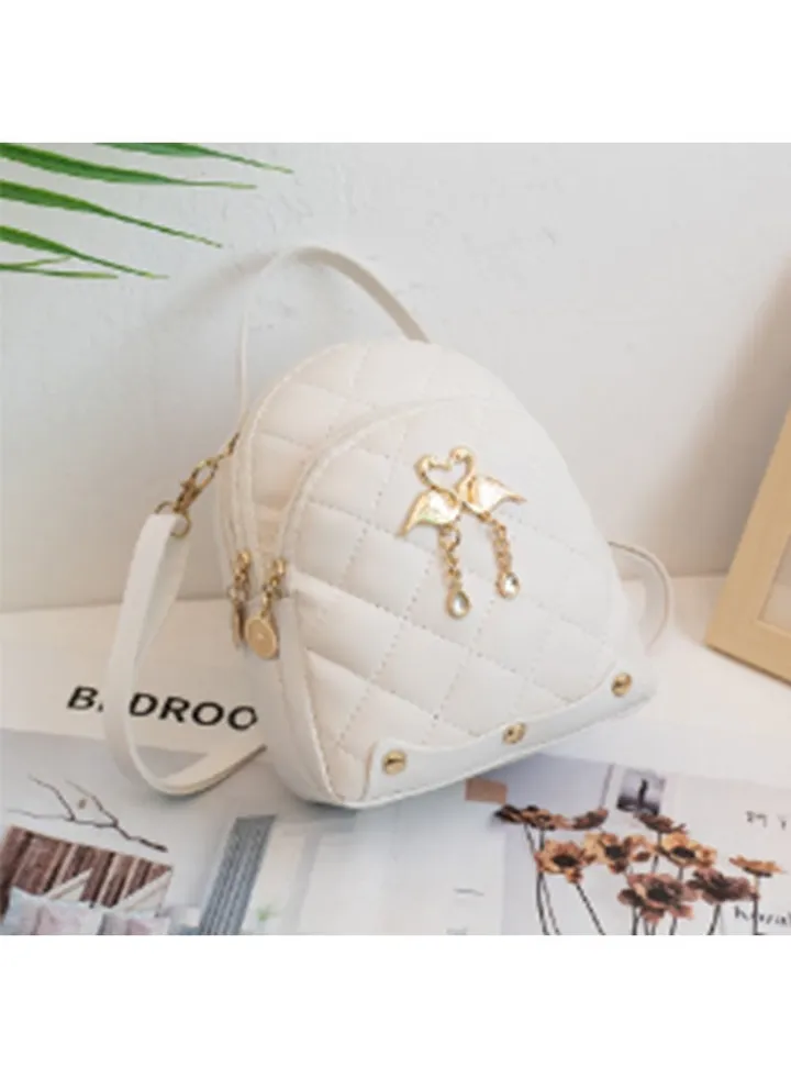 Women's Small Backpack Swan Pendant Embroidered Double Layer Mini Cute Girls Travel Backpack White One Size