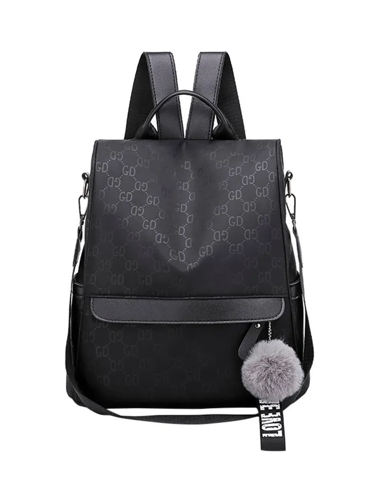 Zipper Closure Backpack Black