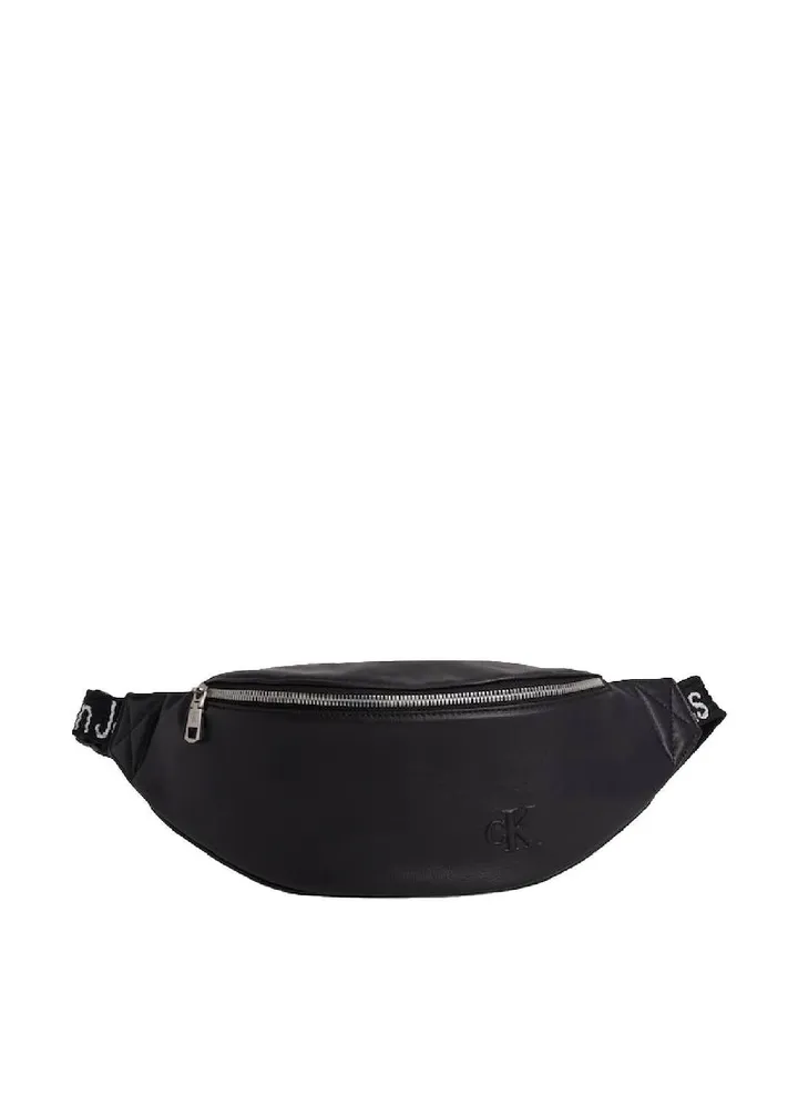 Men's Belt Bag - natural grain faux leather exterior, Black