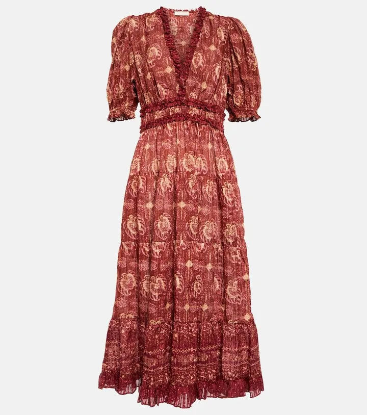Elli printed cotton midi dress