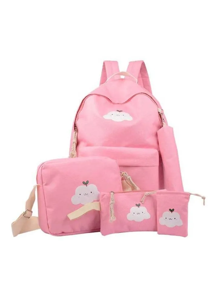 Cloud Printed Backpack Set 16.93 Inches Pink/White/Beige