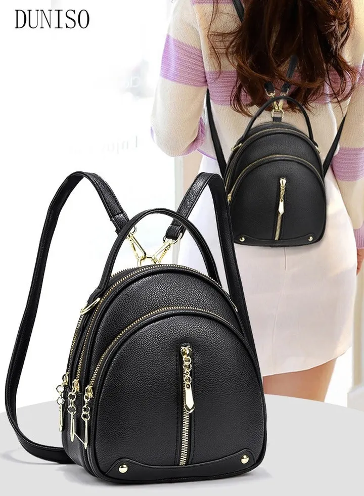Women's Backpack Fashionable Travel Backpack For Women Faux Leather School Backpack Shoulder Bag For College Girls Students Black