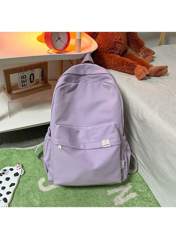 Sweet Soft Girl Solid Color Large Capacity Student Schoolbag Backpack Large Capacity Beautiful Backpack Simple And Cute