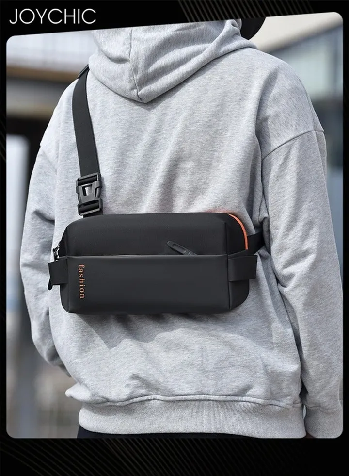 Men's Trendy Casual Large Capacity Chest Bag Water Repellent Crossbody Shoulder Bag for Business Travel Outdoor Cycling Black