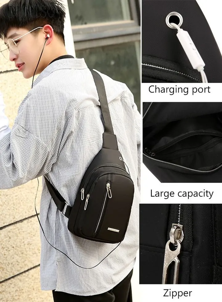 Waterproof Sling Bag Crossbody Backpack for Men Sling Backpack Hiking Daypack Multipurpose Cross Body Chest Bag With USB Charging Port
