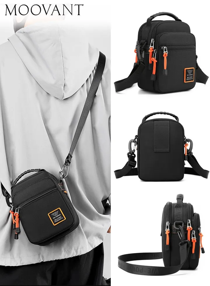 Men's Crossbody Bag Chest Bag Sports Casual Men Shoulder Bag Multi-functional Belt Bag Hanging Bag Fashion Outdoor Bag Black