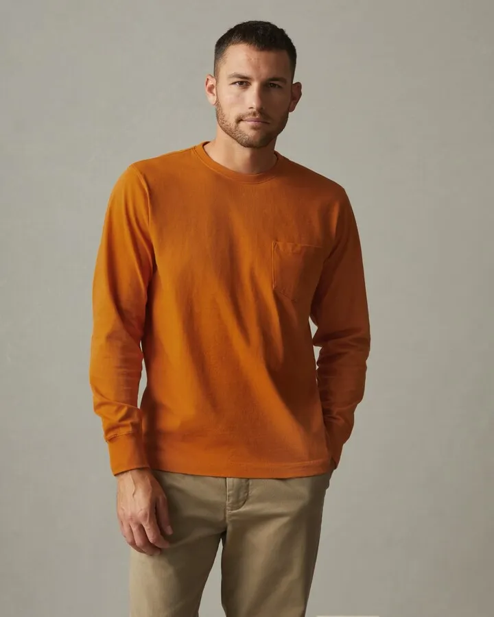 Heavyweight Pocket Tee Long Sleeve - Amber