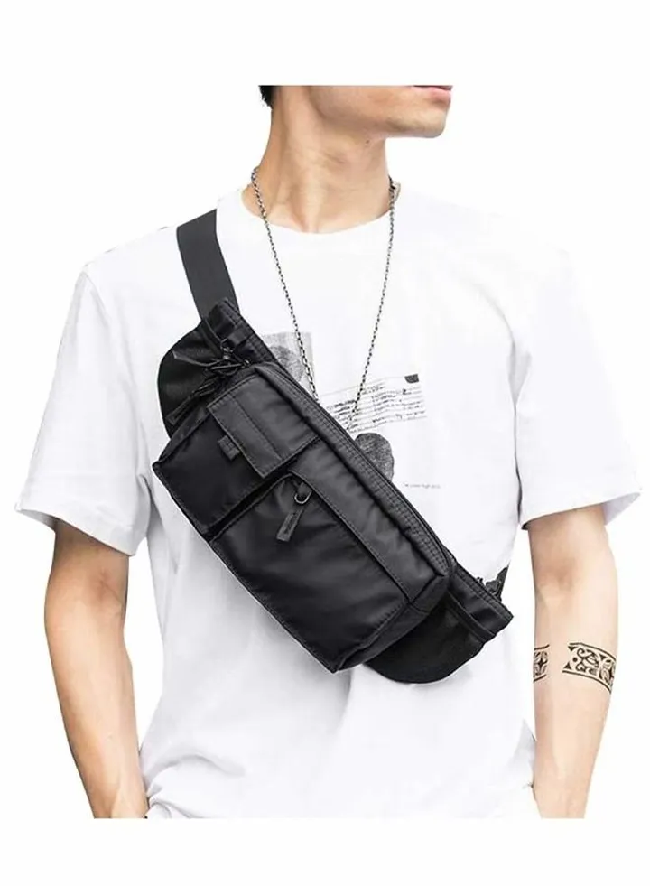Waist Shoulder Bag Handbag Bag, Large Waterproof Black Men's Women's Adjustable Straps Premium Lightweight Waist Bag for Gym Fitness Workout Travel Work Commute Black