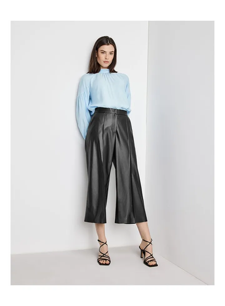 Faux Leather Culottes, Wide Leg Grey