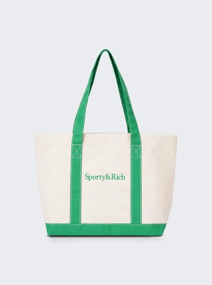 Serif Two-tone Tote Verde And White