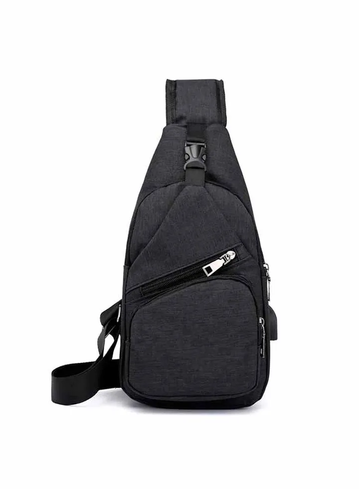 Zipper Decor Outdoor Sports Chest Bag Black