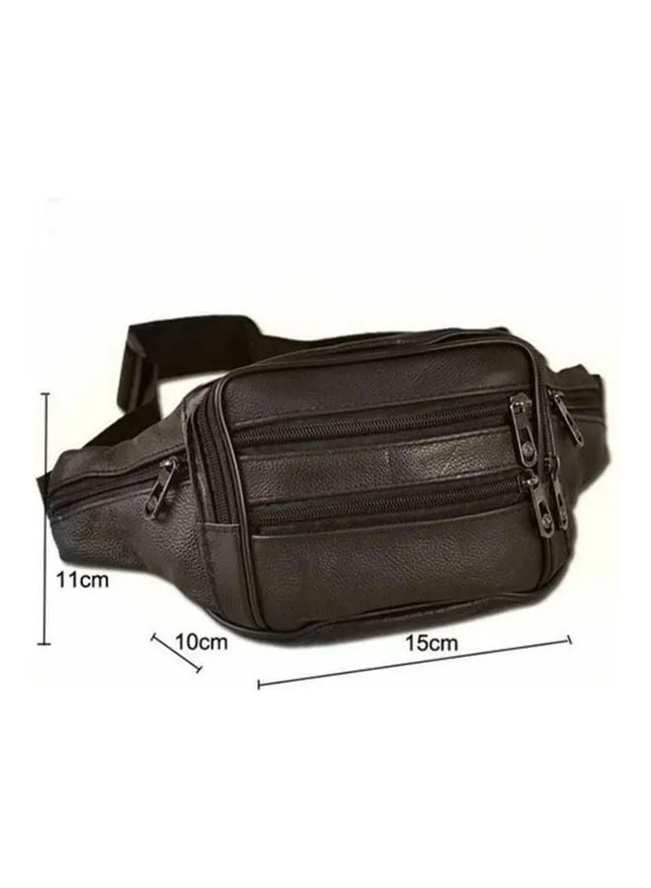 Men Natural Leather Waist Belt Bag Brown